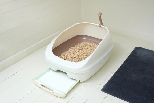 Sistema de arena para gatos de dos niveles | Arenero abierto | Kit de inicio incluido