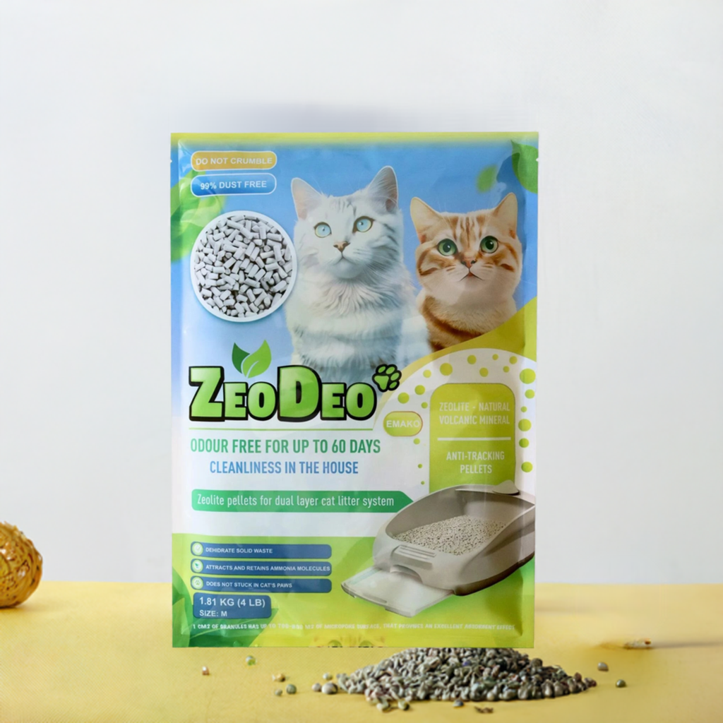 Gránulos de zeolita natural ZeoDeo para arena de gato ( 1,8 kg / ~1 mes)