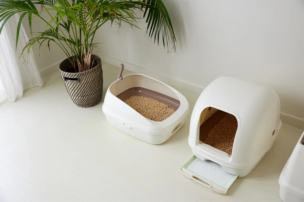 Sistema de arena para gatos de dos niveles | Arenero con cubierta | Kit de inicio incluido