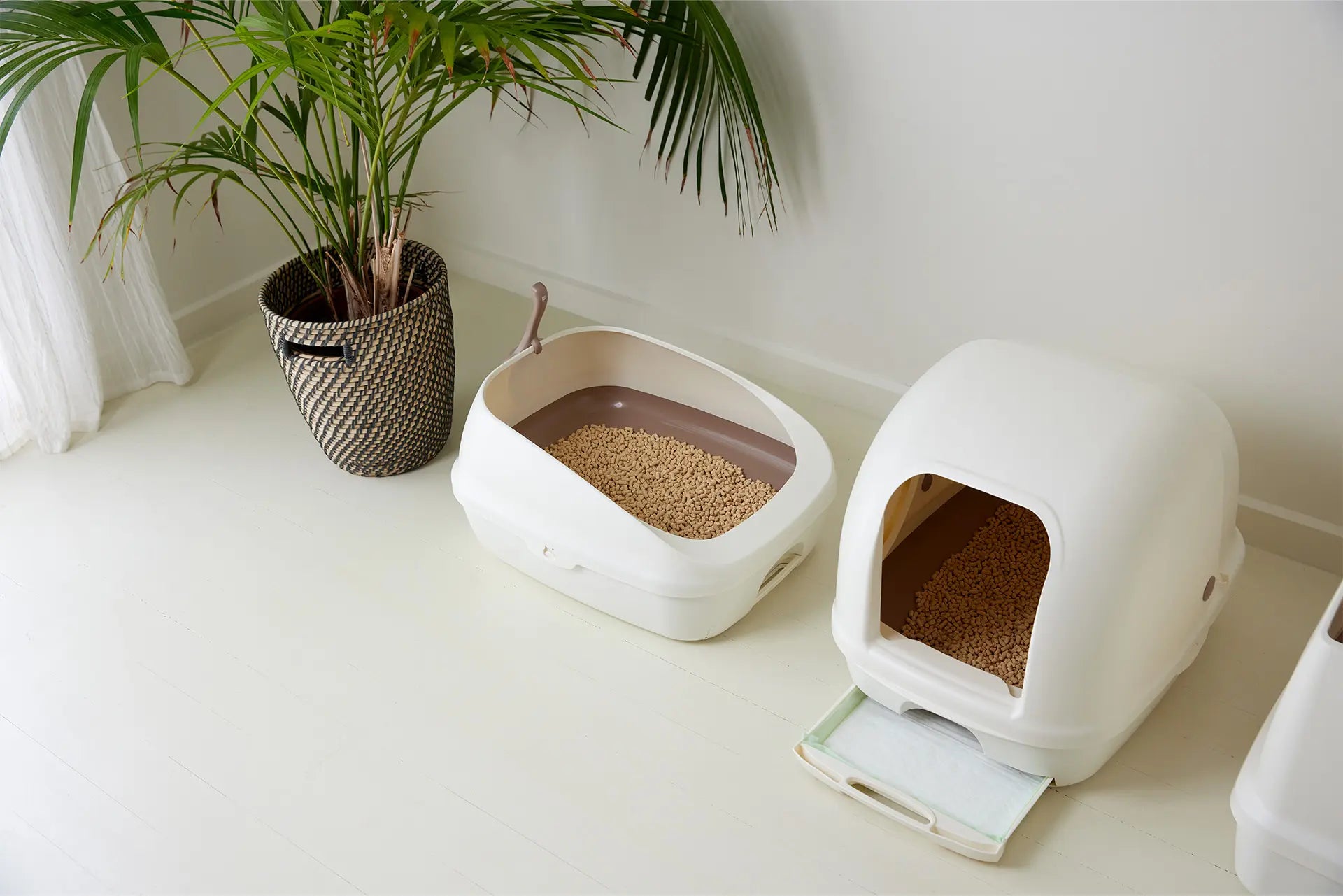 Sistema de arena para gatos de dos niveles | Arenero con cubierta | Kit de inicio incluido
