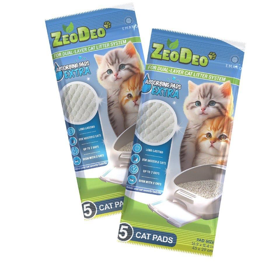 Almohadillas absorbentes ZeoDeo Extra Pads para bandejas de arena de gato de dos niveles  (5 uds / ~ 1 mes)